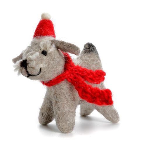 Amica Felt Schnauzer With Hat & Scarf 10cm